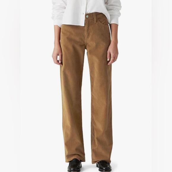 Levi’s ‘94 baggy womens corduroys 32 wide leg dad pants mid rise yellow brown - Picture 1 of 11